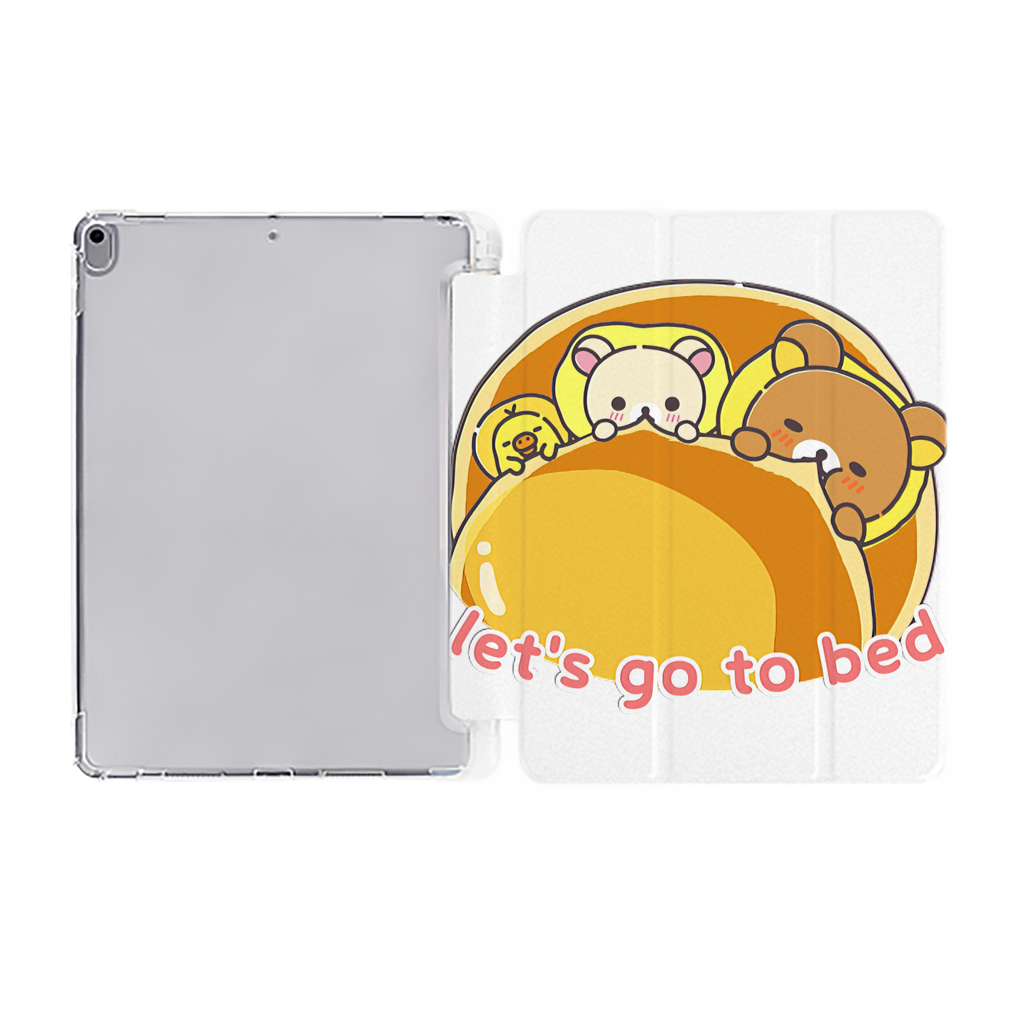 （画像用） リラックマ リラックマ キイロイトリ Rilakkuma Korilakkuma Kiiroitori IPad ケース ペン収納付き 三つ折りスタンド PUレザー×シリコン 対応機種9.5/10.5/10.9インチ